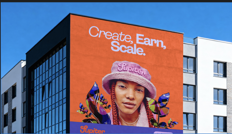 Jupiter billboard campaign: Create, Earn, Scale